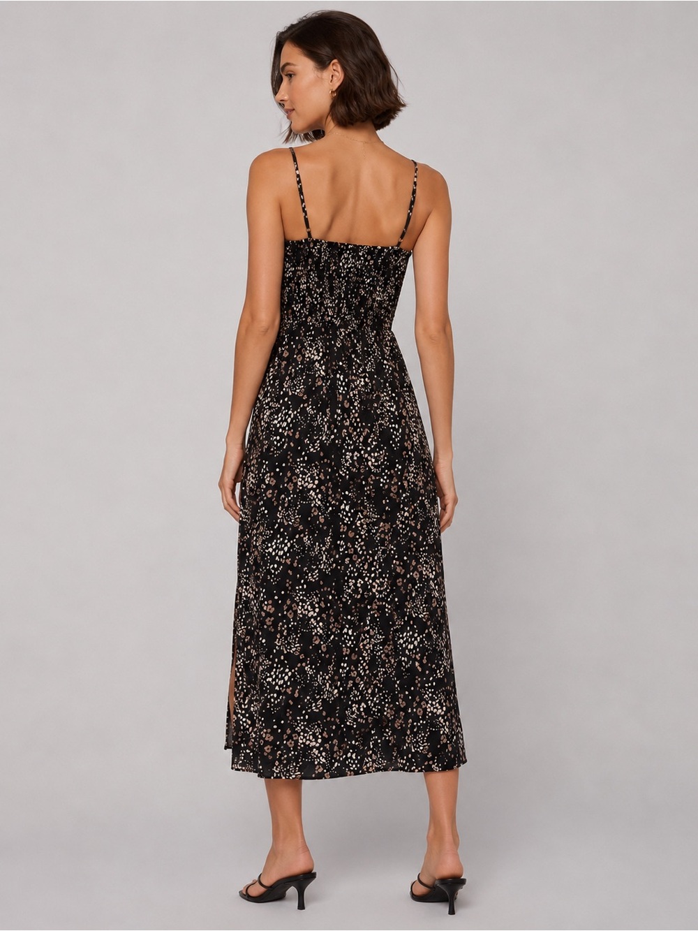 SALTWATER LUXE | Printed Sleeveless Midi Dress with Cutout in Black Motif, Small - Picture 11 of 12